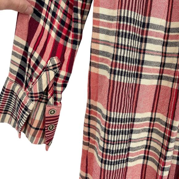 Free People Loralei Plaid Button Down Tunic Shirt Dress Size XS Boho Holiday - Picture 11 of 11